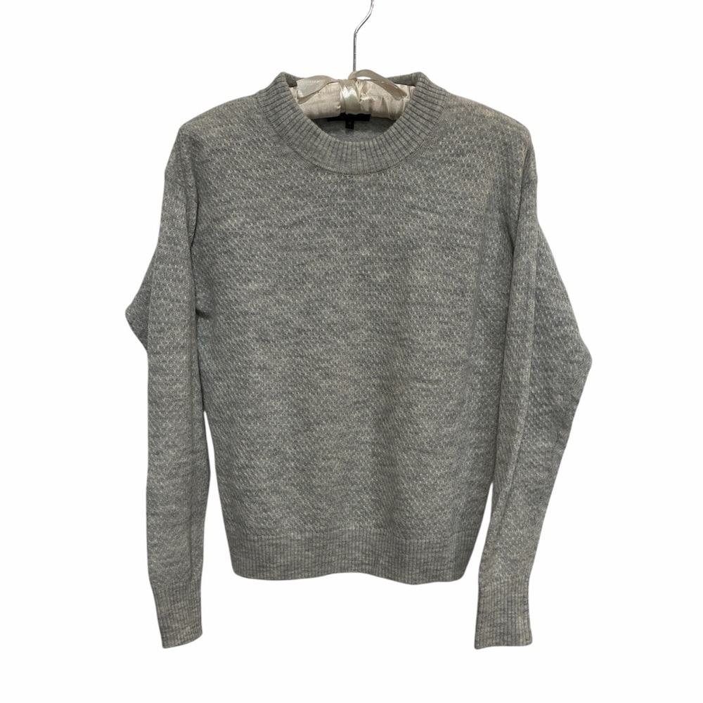 Quince Baby Alpaca-Wool Diamond Stitch Sweater in Heather Grey